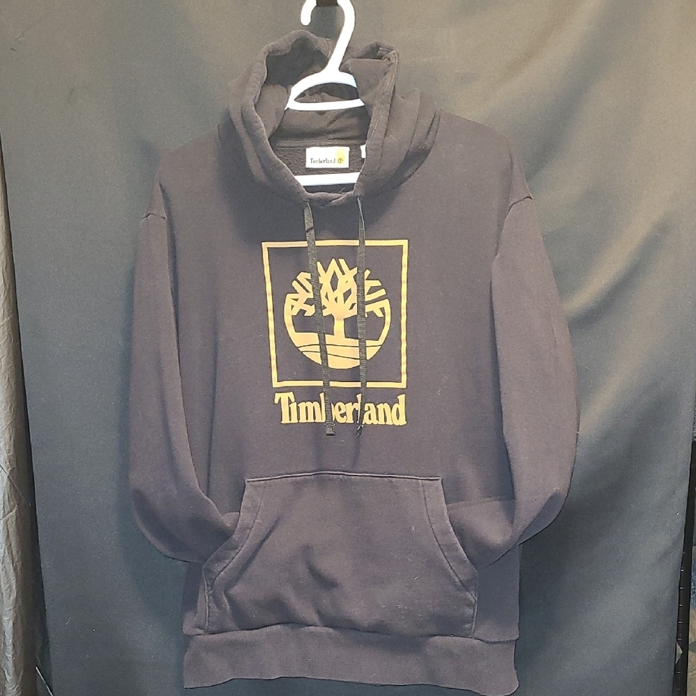 Timberland Men's Hoodie Core Tree Logo Long Sleeve Regular Fit Black and Gold
